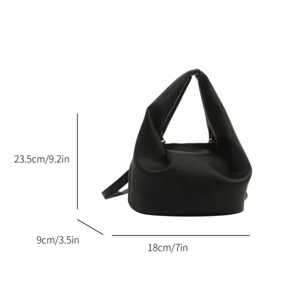 Black Faux Leather Ruched/Pleated Purse | Shoulder + Crossbody Bag | NWT - Picture 4 of 5